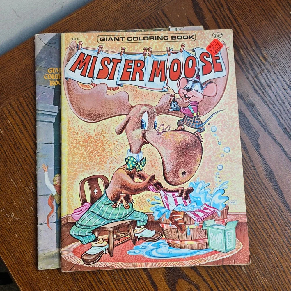 Vintage Giant Coloring Book Lot Puss in Boots Snow White Hansel Gretel 6 Books